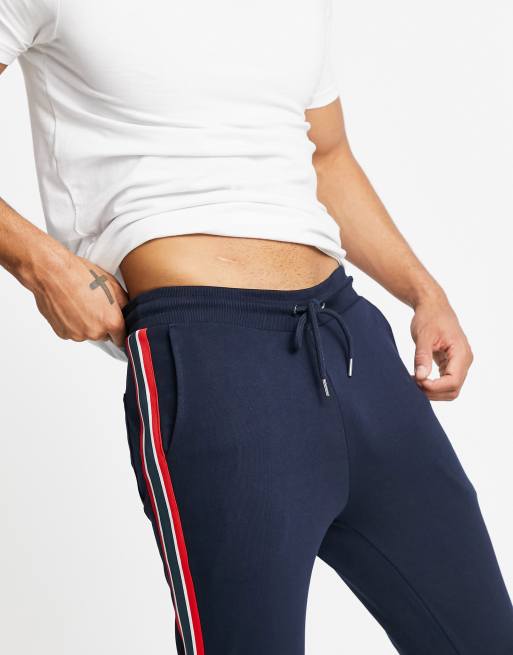 Slim Fit Sweatpants With Half Side Stripes