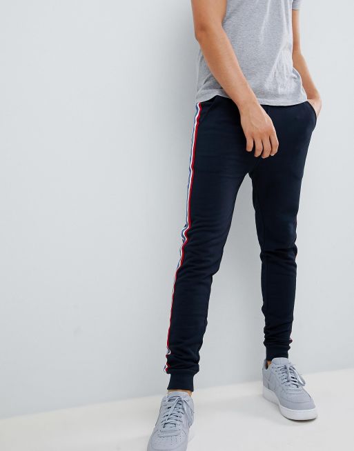 Side stripe slim joggers hot sale
