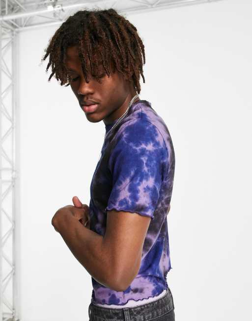 ASOS DESIGN skinny t-shirt in blue tie dye, 3 of 4