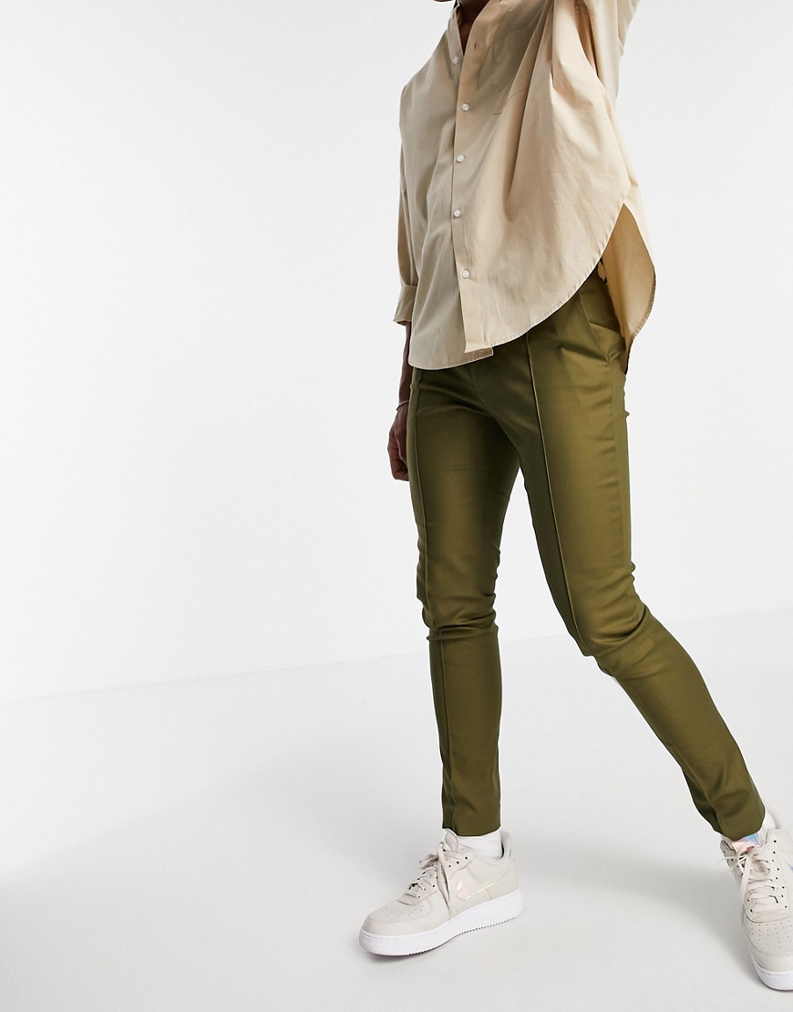 ASOS DESIGN skinny tech smart pants in khaki-Green