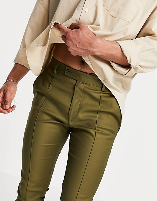 Men skinny tech smart trouser in khaki 