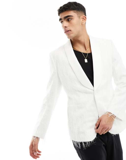 FhyzicsShops DESIGN skinny textured blazer in white