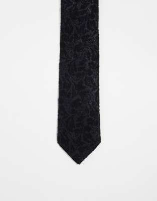 skinny tie in black lurex jacquard