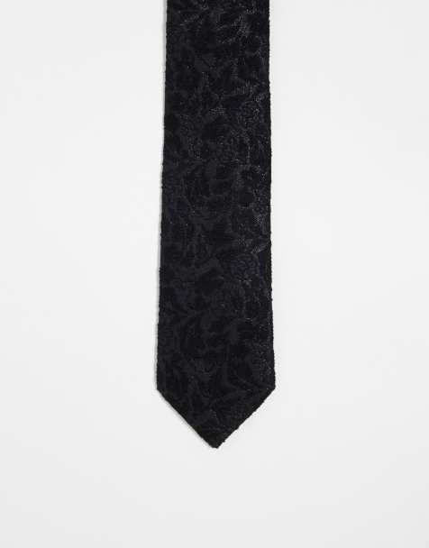 ASOS DESIGN skinny tie in black lurex jacquard - view 1