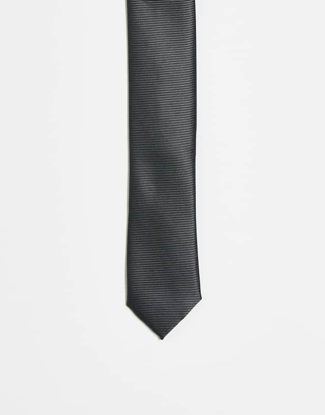 ASOS DESIGN skinny tie in charcoal