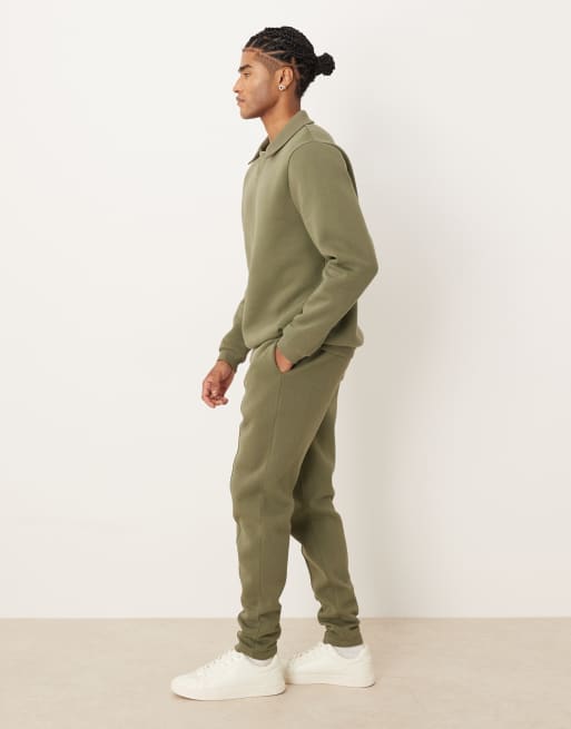 ASOS DESIGN skinny trackies with pintucks in green, 2 of 5
