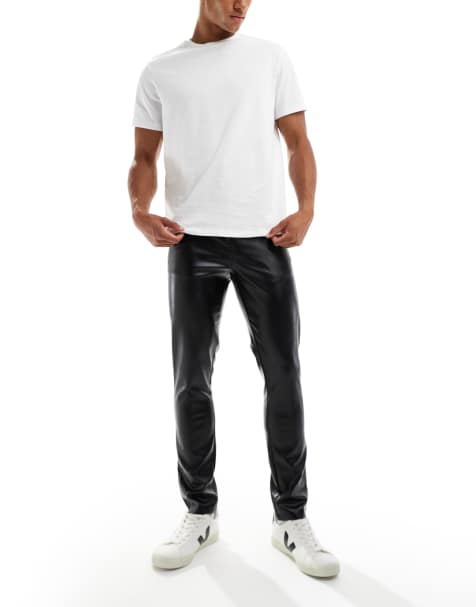 ASOS DESIGN skinny trousers in black faux leather - view 1