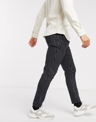 black pinstripe skinny trousers