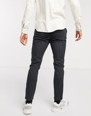 black pinstripe skinny trousers