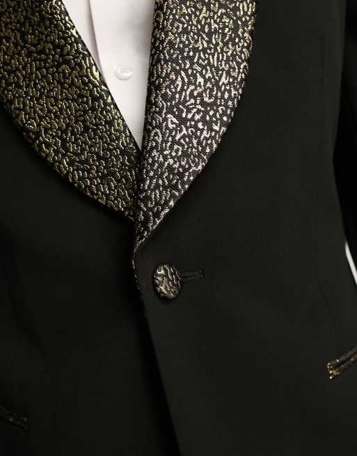 Black blazer with gold lapel sale