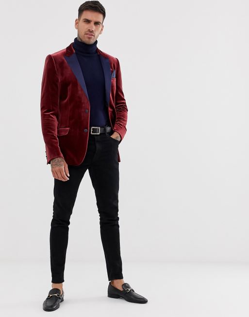 Red velvet 2025 blazer men