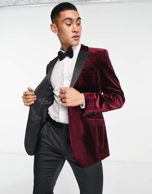 Wine Red Velvet Women Tuxedos Formal Pant Suits