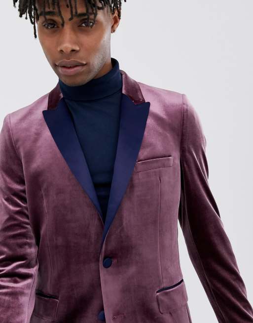 Mens wine velvet on sale blazer