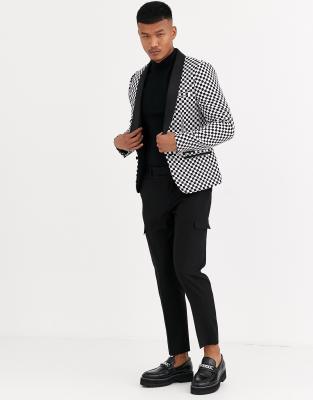 asos black and white blazer