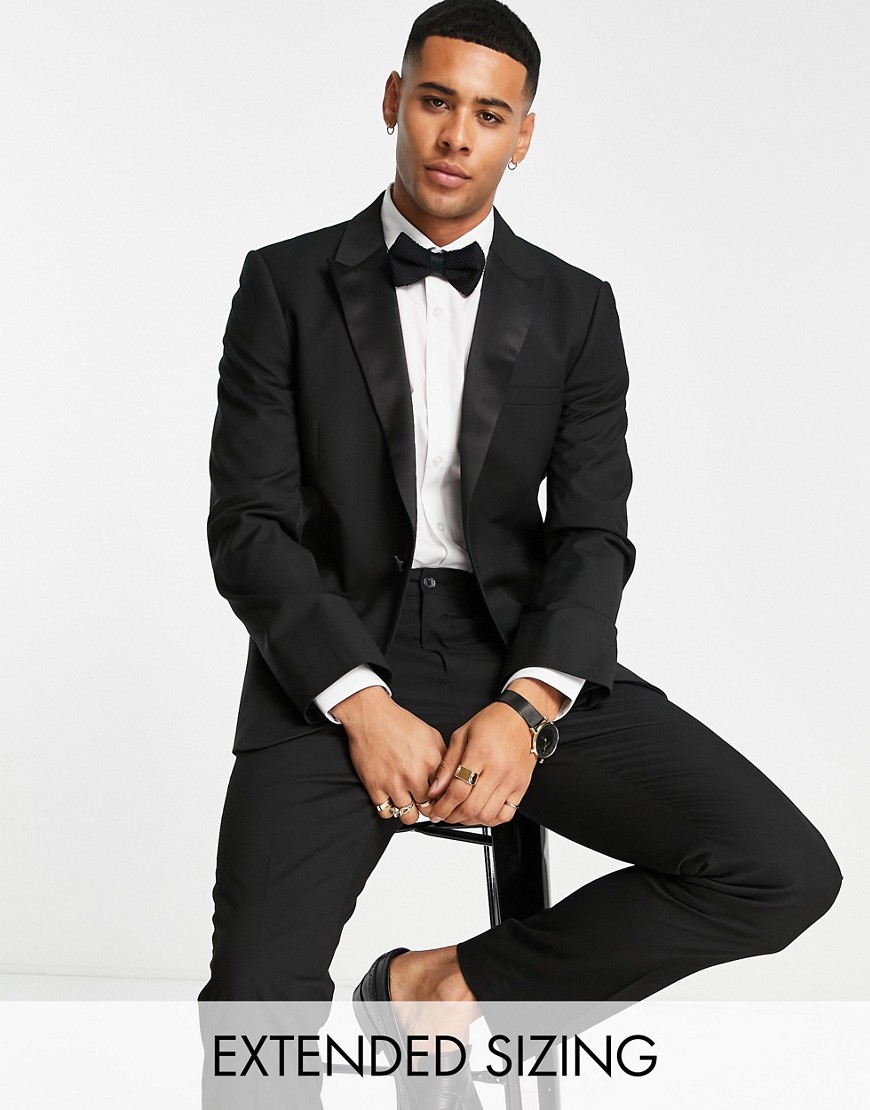 ASOS DESIGN skinny tuxedo in black suit jacket