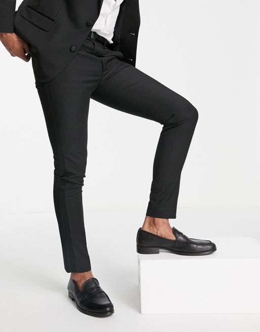 ASOS DESIGN skinny tuxedo in black suit trousers | ASOS