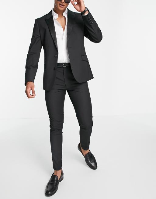 ASOS DESIGN skinny tuxedo pants in black