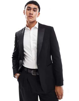 Asos Design Skinny Tuxedo Jacket In Black