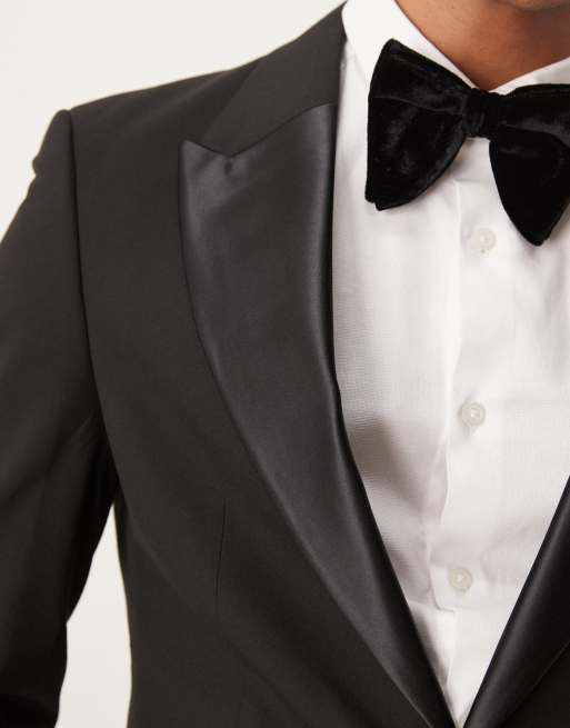 ASOS DESIGN skinny tuxedo jacket in black