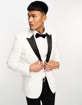 ASOS DESIGN skinny tuxedo jacket in white