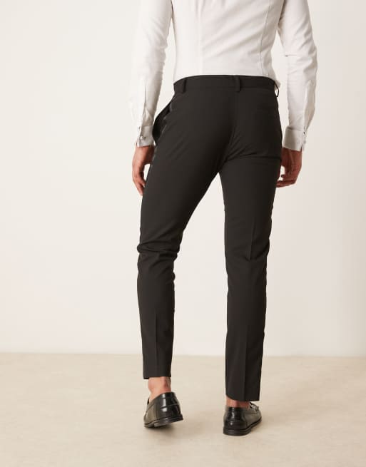 ASOS DESIGN skinny tuxedo pants in black