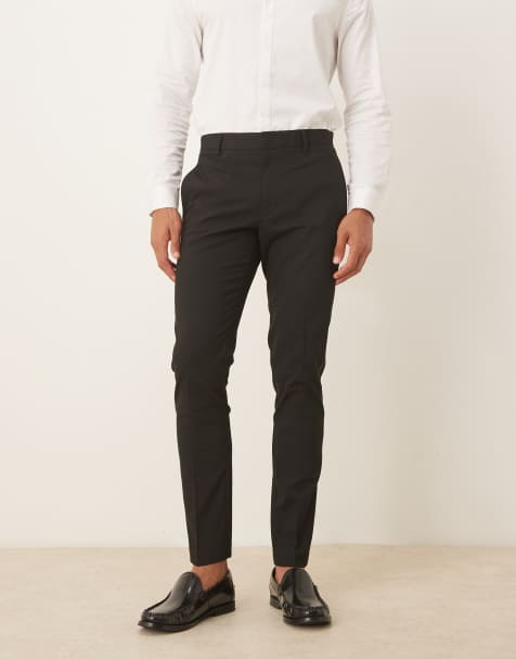 ASOS DESIGN skinny tuxedo trousers in black