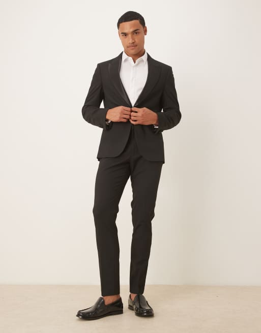 ASOS DESIGN skinny tuxedo pants in black, 2 of 5