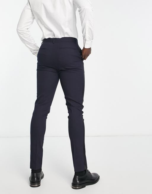 ASOS DESIGN skinny tuxedo pants in navy, 2 of 4