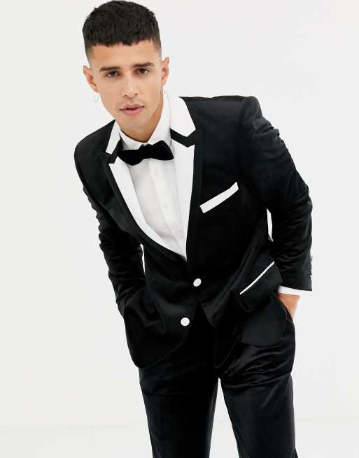 Black and on sale white prom suit