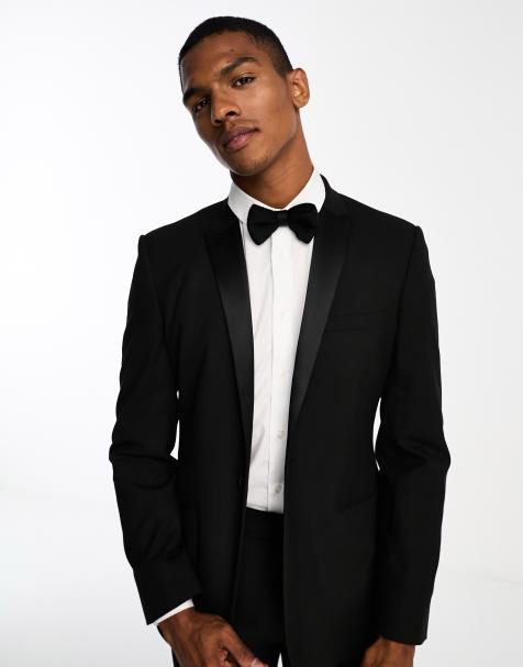 ASOS DESIGN skinny tuxedo suit jacket in black - view 1