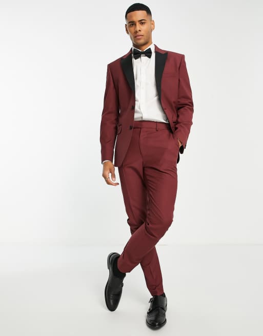 Slim burgundy store suit