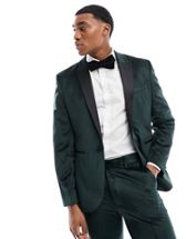 ASOS DESIGN super skinny tuxedo jacket with velvet in red - ShopStyle Suits