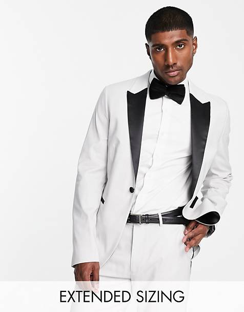 Men’s Highly Stylish and Fashionable Tuxedo Suit with Pants Black White T702 