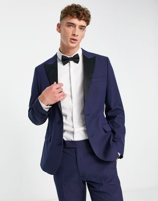 ASOS DESIGN skinny tuxedo suit jacket in navy