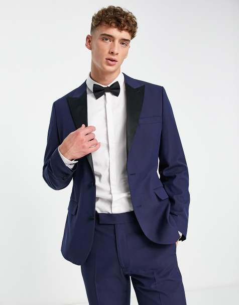 ASOS DESIGN skinny tuxedo suit jacket in navy - view 1