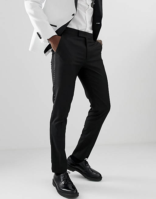 ASOS DESIGN skinny tuxedo suit pants in black | ASOS
