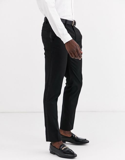 ASOS DESIGN skinny tuxedo pants in black