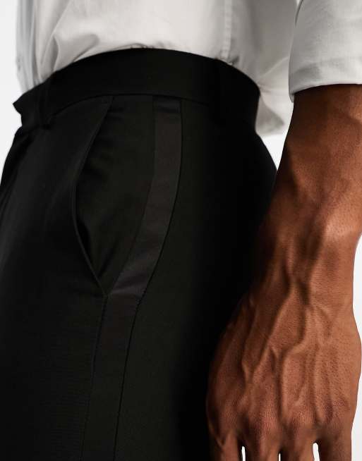 ASOS DESIGN skinny tuxedo suit pants in black