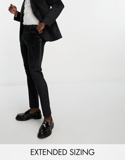 ASOS DESIGN skinny tuxedo pants in black