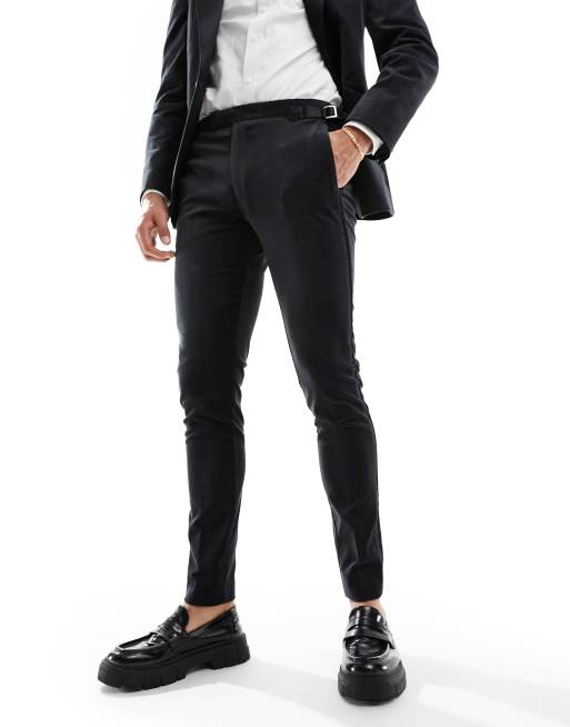 ASOS DESIGN skinny tuxedo suit trouser in black velvet, 3 of 5