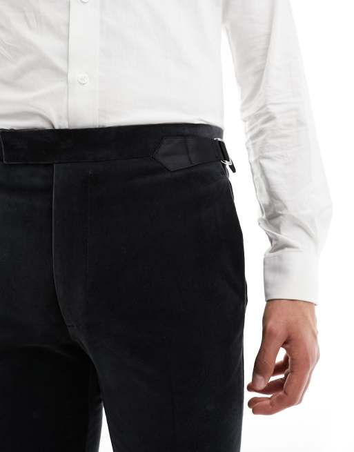 ASOS DESIGN skinny tuxedo suit trouser in black velvet, 4 of 5