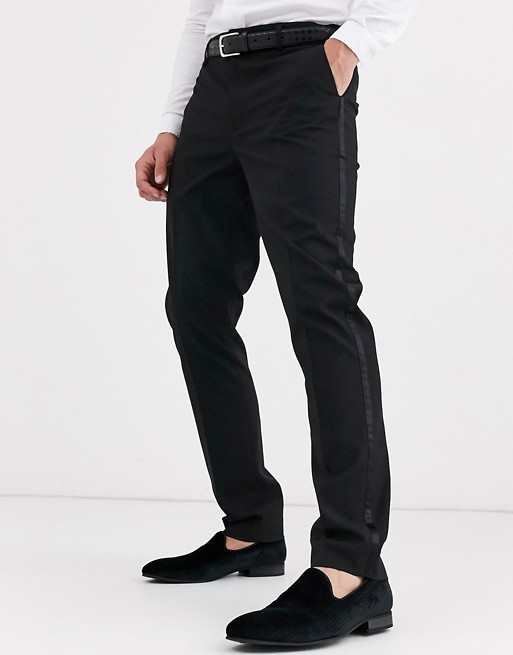 ASOS DESIGN skinny tuxedo suit trousers in black