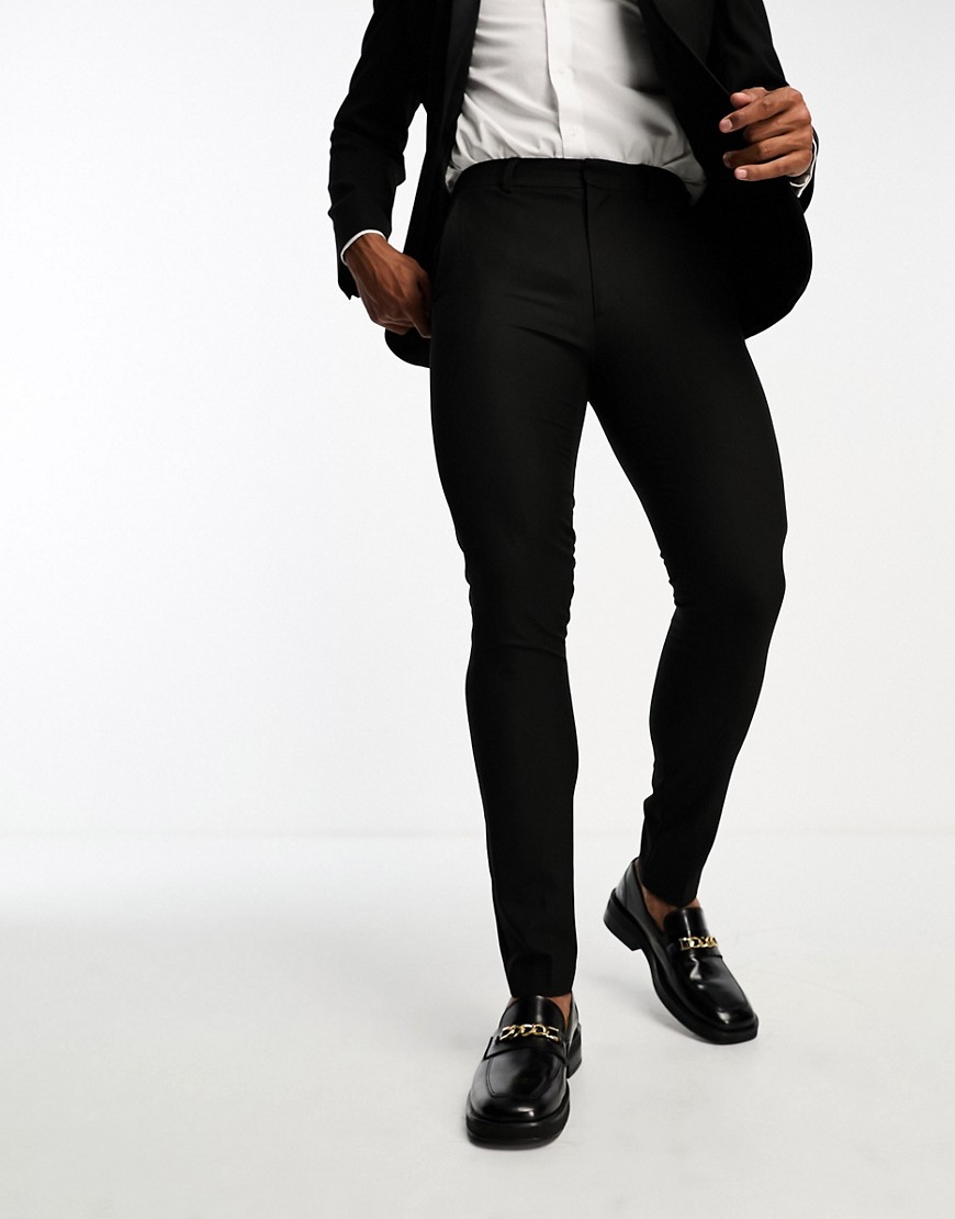 ASOS DESIGN skinny tuxedo suit trousers in black