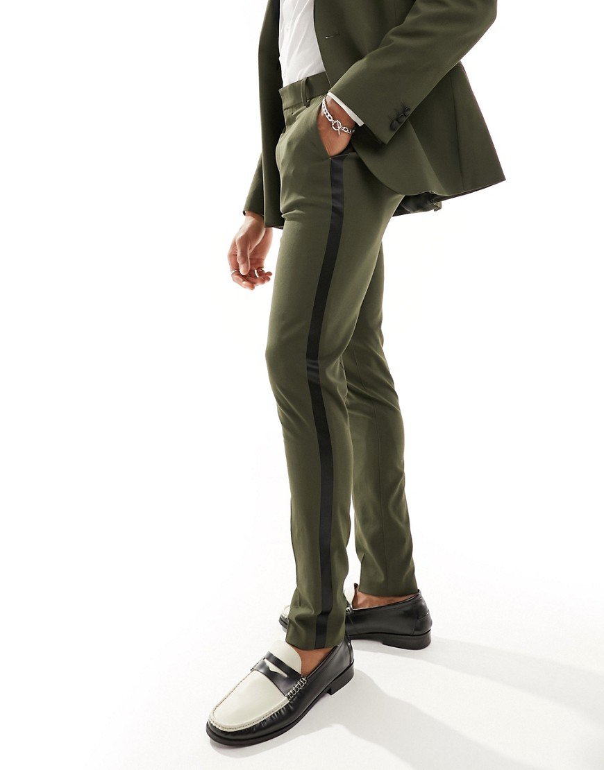 ASOS DESIGN skinny tuxedo suit trousers in green