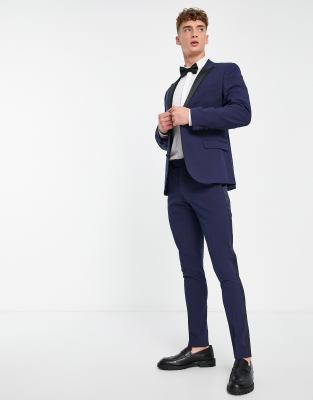 ASOS DESIGN skinny tuxedo suit trousers in navy ASOS