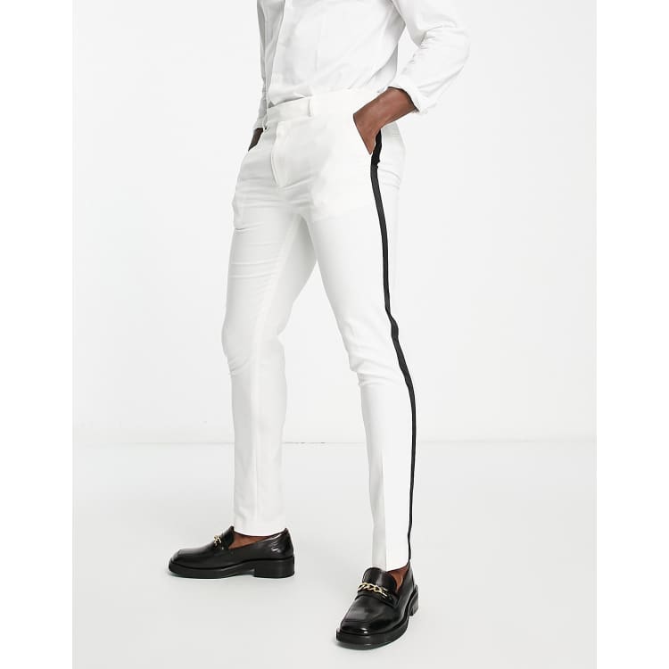 White slim fit trousers deals for ladies