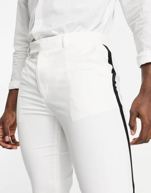 White skinny hot sale leg pants suit