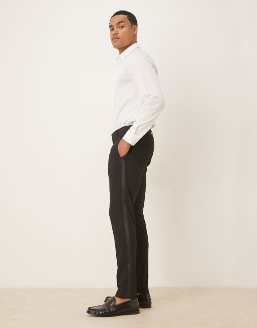 ASOS DESIGN skinny tuxedo trousers in black, 3 of 5