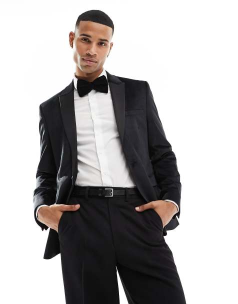 ASOS DESIGN skinny velvet blazer in black - view 1