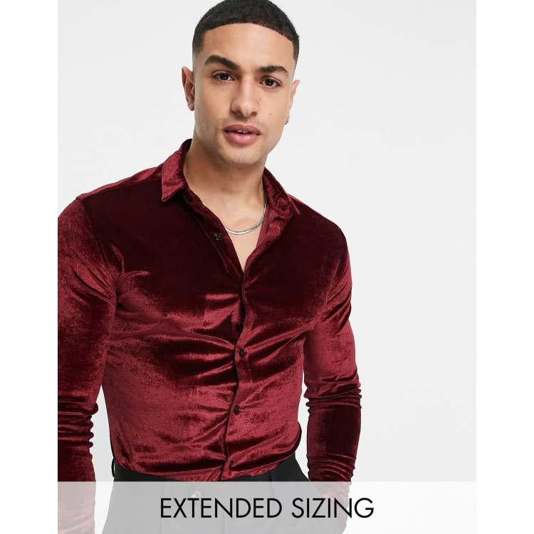 DESIGN skinny velvet in burgundy | ASOS